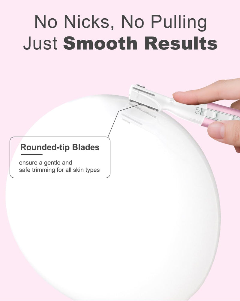 [Australia] - Eyebrow Trimmer, Facial Hair Trimmer Precision Detailer with Rinseable Blade, Battery Powered Double-Sided Eyebrow Razor with Comb, Compact Pen-Size Safe Painless Shaver for Chin Peach-Fuzz Carolina Pink 