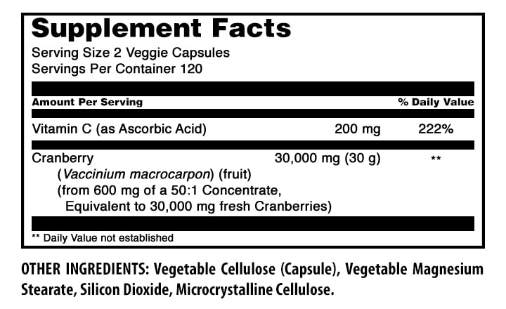 Amazing Formulas Cranberry 600 Mg 50:1 Concentrate with Vitamin C Supplement | Veggie Capsules | Super Strength | Non-GMO | Gluten Free | Made in USA (1 Pack, 240 Count) 240 Count (Pack of 1)