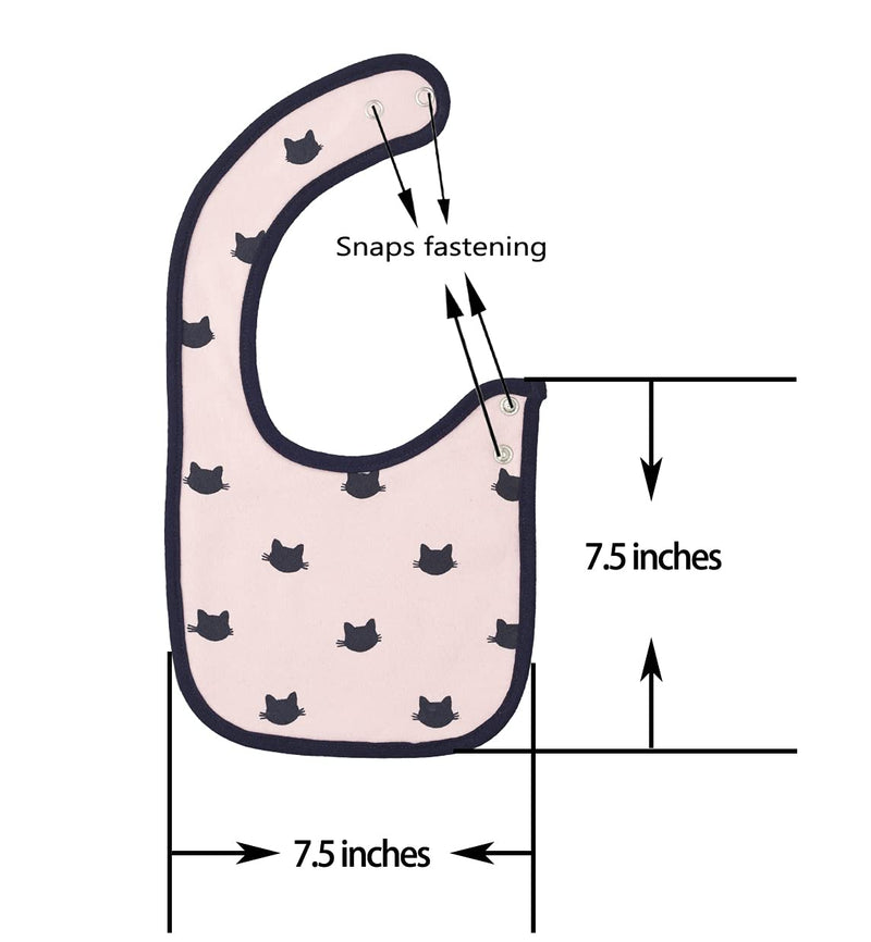 [Australia] - Maiwa 6 Pack Waterproof Cotton Baby Bibs for Girls Boys for Drooling Eating with Snaps Multi2a 