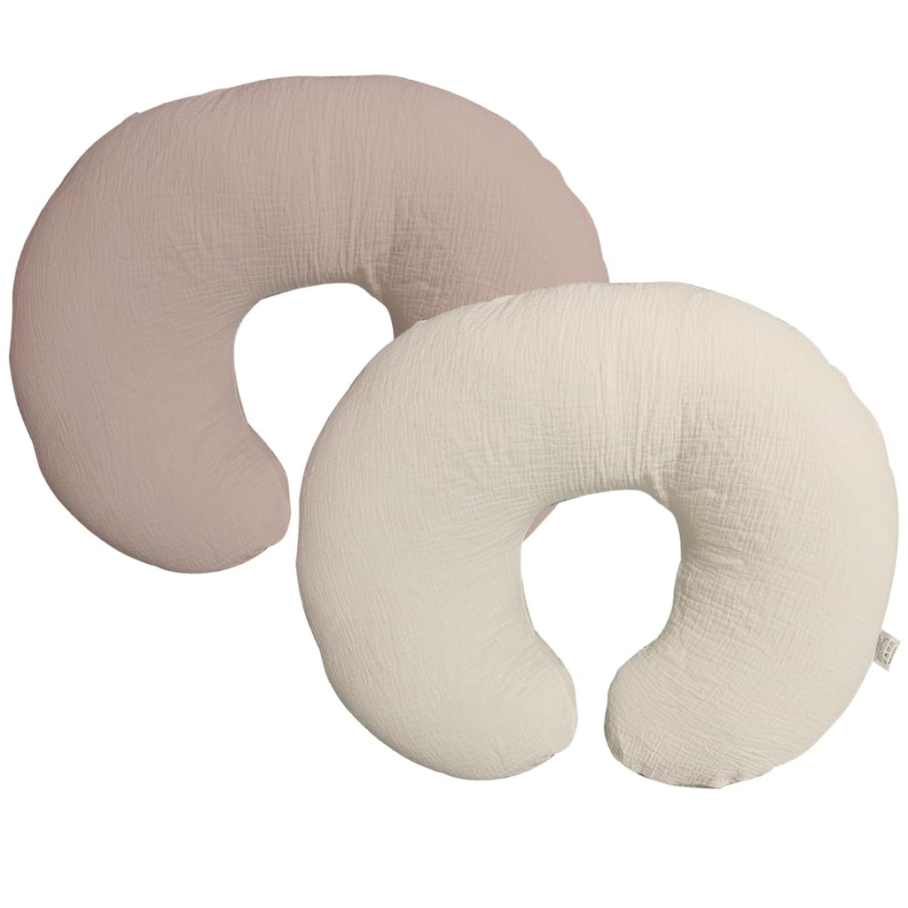 Nursing Pillow Cover,Muslin Cotton,Removable Cover for Breastfeeding Pillows, 2-Pack Pillow Covers, Ultra-Soft Baby Nursing Pillow, Fits Newborn Feeding Pillow 22.5IN*18IN (Sand) Wheat