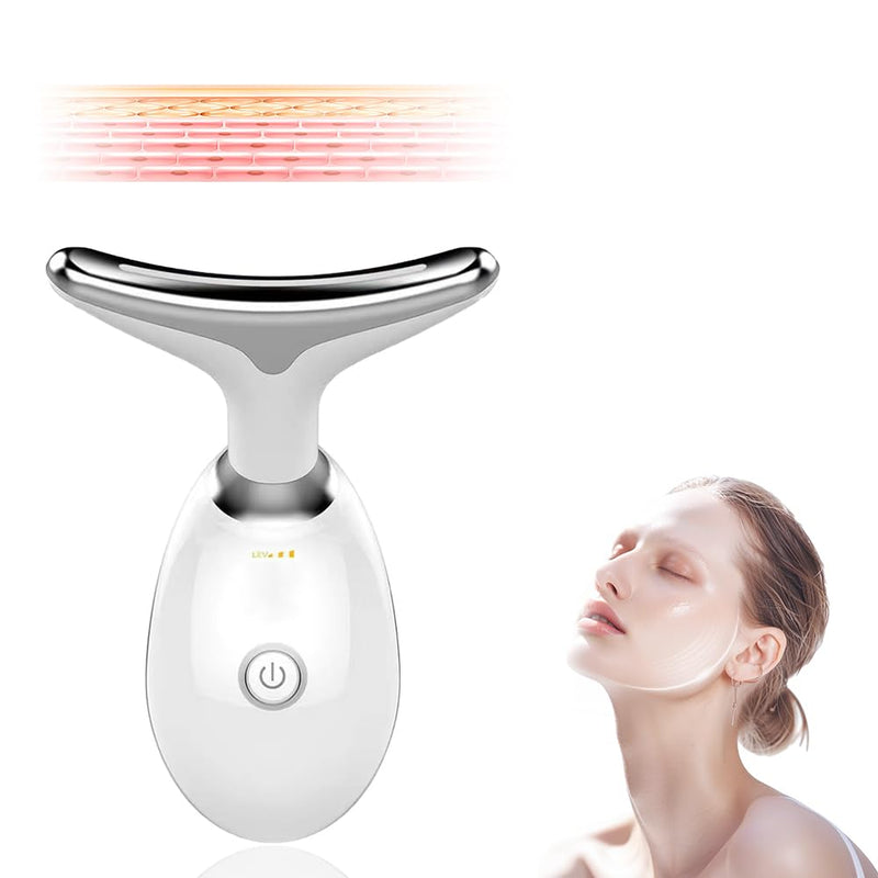 7-in-1 LED Skin Sculptor - Red Light Neck Massager with Heat - Ergonomic Relaxation Device for Muscle Comfort & Skin Care, Non-Medical Personal Use,White,2025