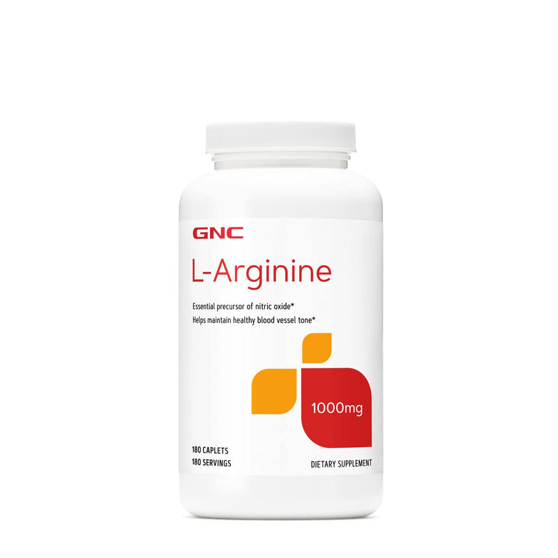 GNC L-Arginine 1000mg, 180 Caplets, Increases Nitric Oxide Production 180 Count (Pack of 1)