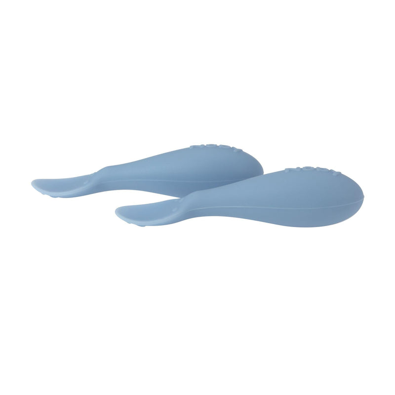 [Australia] - Nuby Silicone Mini Spoons - (2-Pack) Baby-Led Weaning Spoons for Babies - 4+ Months - Blue 