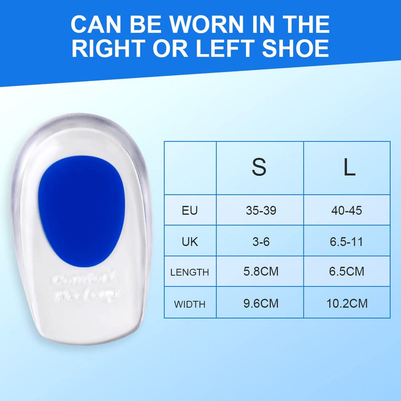 [Australia] - ACWOO heel spur insoles, 2 pairs of heel pads, heel protection for shoes, soft gel insoles, insoles, heel spurs for women and men, heel cushion orthopedic for the heel and Achilles tendon (S) 35-39 