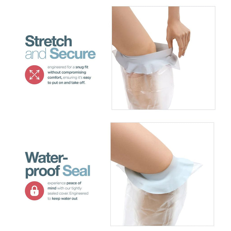 [Australia] - Medical king 100% Waterproof Cast Covers for Shower Leg 2pk Reusable Full Leg Cast Cover for Showering Cast Protector for Shower Leg Adult 