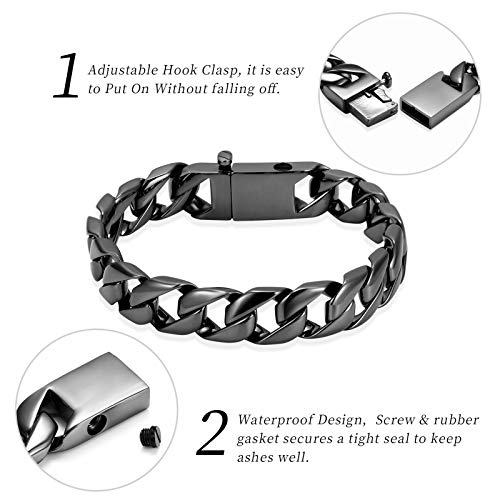 shajwo Cremation Urn Bracelet for Ashes for Men Black 20cm