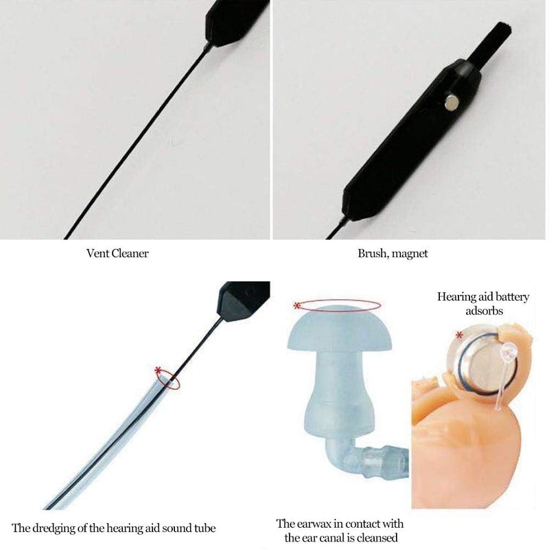 20Pcs Hearing Aid Cleaning Brush, Multifunctional Hearing Aid Cleaning Kit, Sound Tube and Earmold Vent Cleaner Universal Cleaning with Magnet for Hearing Amplifier Earbuds Headphones