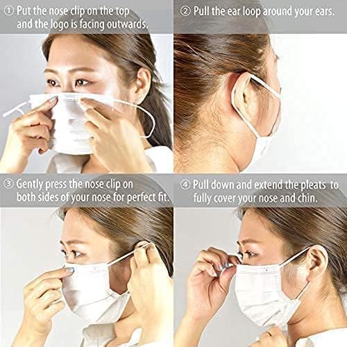 [Australia] - 100 PCS White Disposable Earloop Face Masks for Adults,Real 3-Ply Soft Fabric (2-Layer Non-Woven,1-Layer Melt-Blown),Anti-Dust,Water Proof,Single General Use w. Nose Clip (Other Color-Style Available) 1 Count (Pack of 100) 