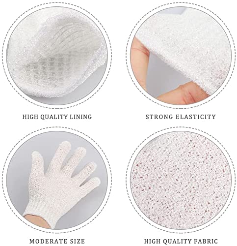 [Australia] - Healifty Exfoliating Gloves Five Finger Gloves Soft Bath Towel (White) Pack of 8 