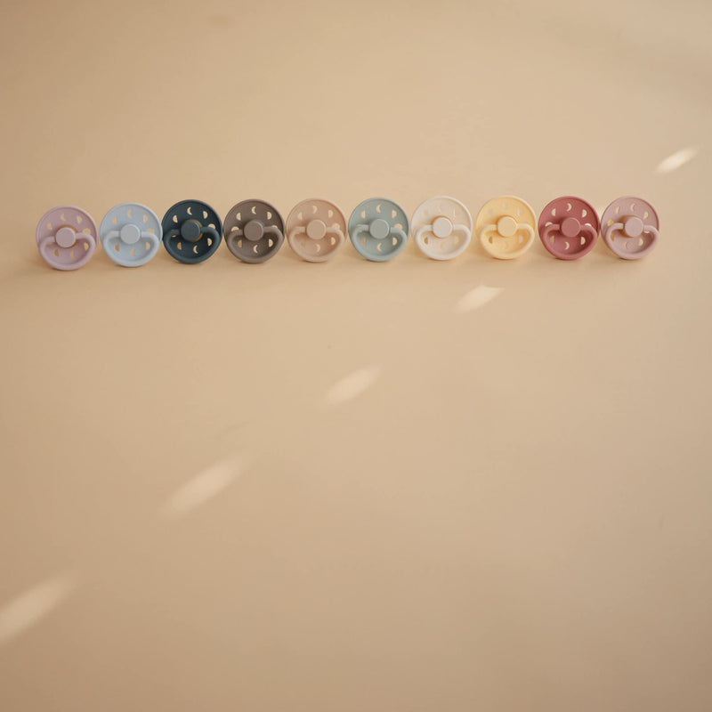 [Australia] - FRIGG Moon Natural Rubber Baby Pacifier | Made in Denmark | BPA-Free (Powder Blue/Slate, 6-18 months) 2-Pack 6-18 Month Powder Blue/Slate 