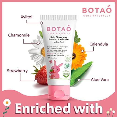 [Australia] - Fluoride Free Baby Toothpaste | Natural Toddler Toothpaste | Strawberry Flavored - Training Toothpaste for Toddlers | EWG Verified, Vegan, SLS Free, Safe to Swallow, Aloe Vera (3 Pack) 1.7 Fl Oz (Pack of 3) 