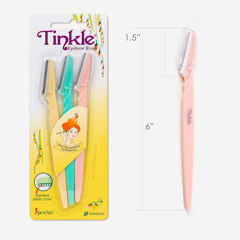 [Australia] - Tinkle Dermaplaning Tool 15ct, Dermaplane Razor for Women, Safe and Easy Peach Fuzz Remover, Eyebrow Trimmer with Protective Cover (5 Packs of 3) 3 Count (Pack of 5) 