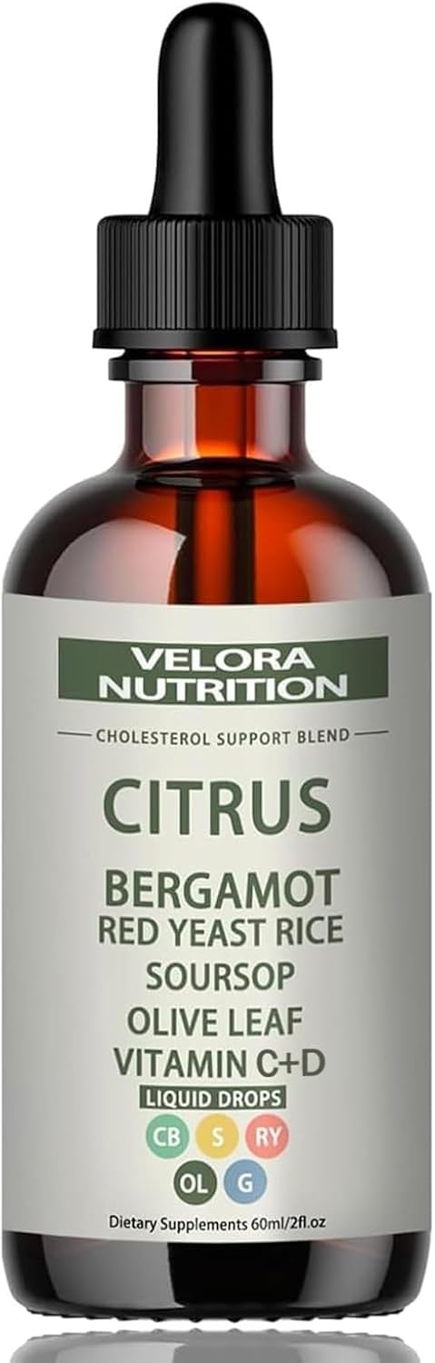 [Australia] - Red Yeast Rice Drops - Cholesterol Support Blend with Citrus, Bergamot, Red Yeast Rice, Soursop, Olive Leaf, Vitamin B+C, Natural, Non-GMO, Vegan, Dietary Supplement, 2 fl. oz. (60ml) 