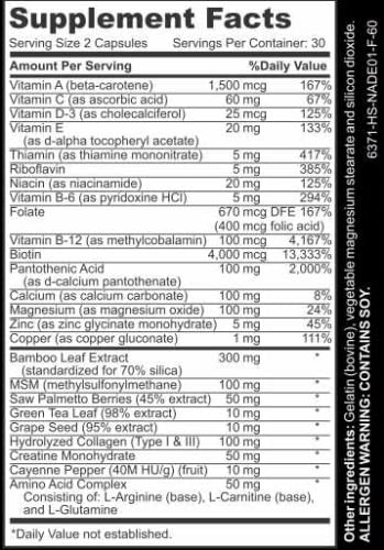 [Australia] - Ultra Vitamin for Skin, Hair, and Nail Growth. Enriched with Biotin, Bamboo Silica, Amino Acids and more (60 capsules) 