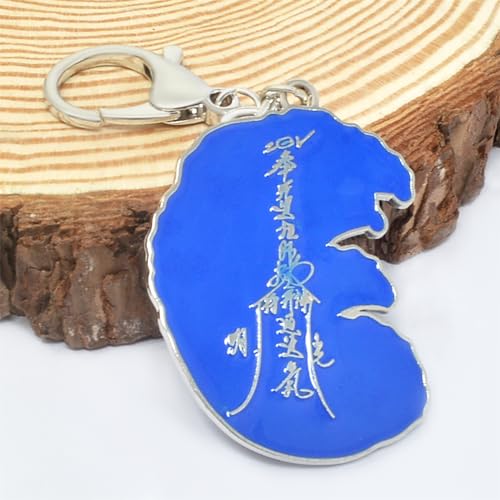 Feng Shui Water Wave with Purple Pearl Good Fortune ＆ Wealth Keychain Amulet Keyring