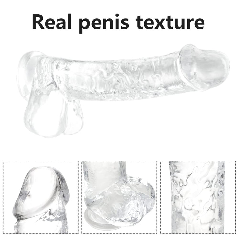 Small Realistic Clear 6 inch Cute Dildo,Adult Sex Toy with Suction Cup Dildo, Suitable for Beginner Women/Men/Gay with thin and slim Poke, can be Use for G-spot and Anal Transparent