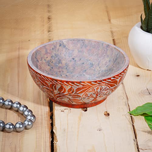 Ajuny Soapstone Smudge Bowl 5 Inch Tree of Life Scrying Ritual Bowl