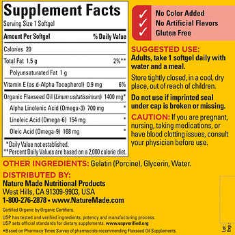[Australia] - Nature Made Organic Flaxseed Oil 1400 mg Omega-3 700 mg 300 Softgels 