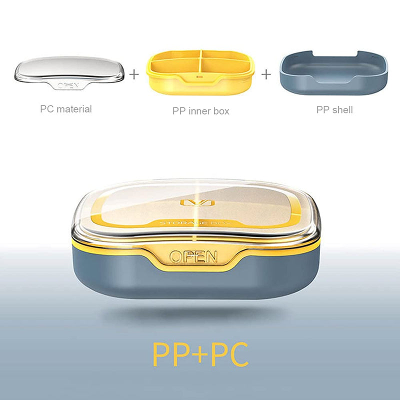Pill Case Compartment Portable Pill Organizer Divided Vitamin Box Medicine Holder for Daily and Travel Use-4 Compartments-Russet Russet