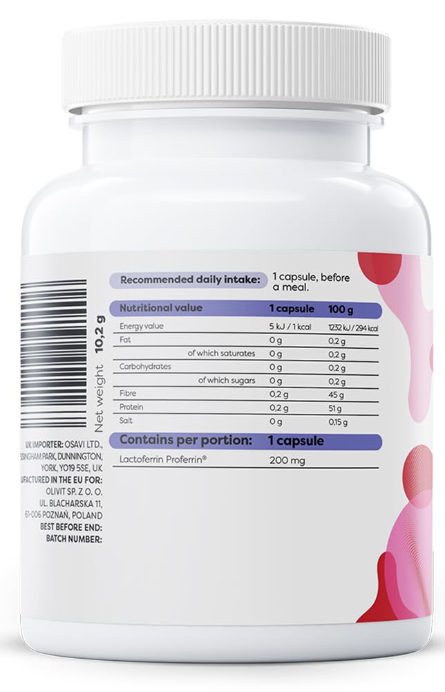 Osavi Lactoferrin 200 mg – 30 Capsules | Supports Iron Transport and Immune Function | Proferrin® Lactoferrin from Cow's Milk for Enhanced Bioavailability 30 count (Pack of 1)