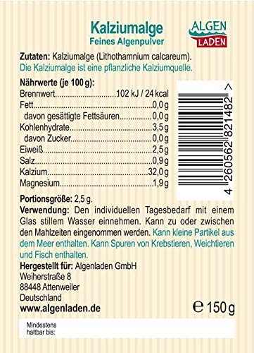 [Australia] - ALGENLADEN Calcium Algae Powder - 150g | rich in calcium | high quality | very finely ground | suitable for oat milk 