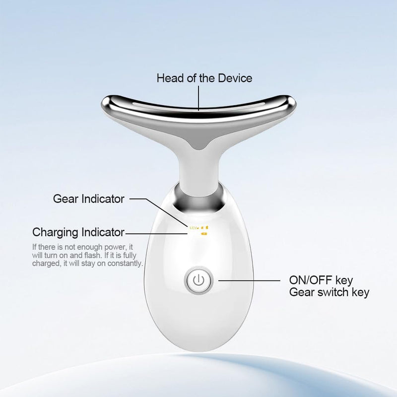 7-in-1 LED Skin Sculptor - Red Light Neck Massager with Heat - Ergonomic Relaxation Device for Muscle Comfort & Skin Care, Non-Medical Personal Use,White,2025