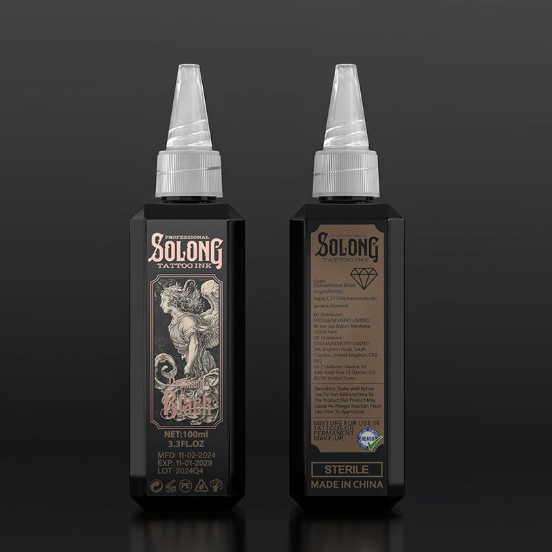 [Australia] - Tattoo Ink,Solong S Series 3.4oz(100ml) Professional Black Tattoo Ink for Outlining,Shading and Blending-Premium Black Tattoo Supplies,TI303S-100-031 100ML-Premium Black 