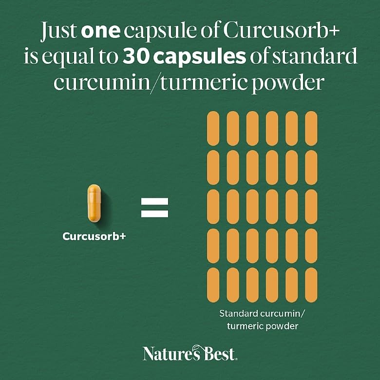 Nature’s Best Curcusorb+ - Highly Absorbable Curcumin Complex with Vitamin D3 & Vitamin C - Joint, Muscle, Cartilage & Immune Support - 60 Capsules (2 Month Supply)