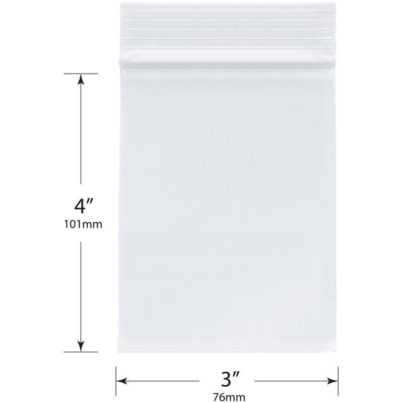 Plymor 3 x 4 inch, 2 Mil Zipper Reclosable Bags (Pack of 100) | Plastic poly bags for jewelry, beads, rings, earrings, pills, vitamins, spices, coins, screws & small parts 100 Count (Pack of 1) Clear