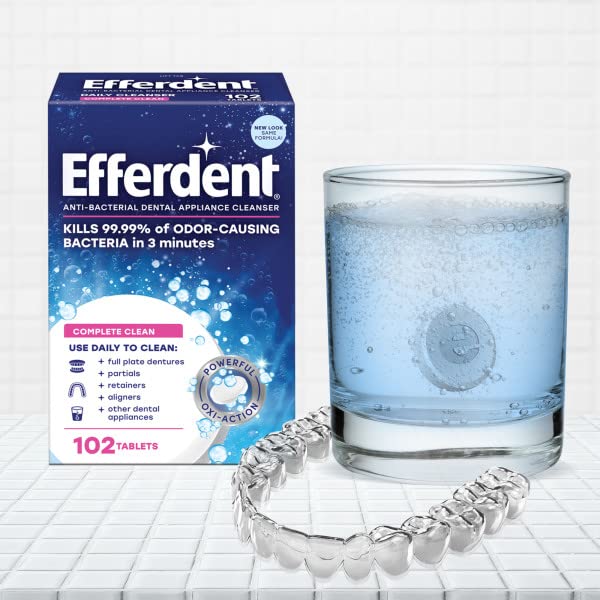 Efferdent Denture Cleanser Tablets, Complete Clean, Cleanser for Retainer and Dental Appliances, 44 Count, (Pack of 2) 44 Count (Pack of 2)