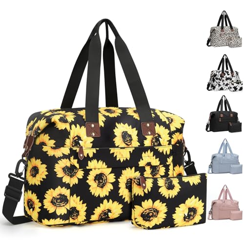 Pritent Travel Duffle Bag for Women + Diaper Bag Backpack (Sunflower)