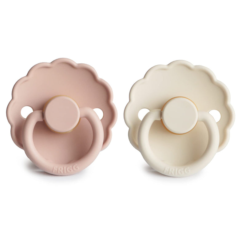 [Australia] - FRIGG Daisy Natural Rubber Baby Pacifier | Made in Denmark | BPA-Free (Blush/Cream, 0-6 months) 2-Pack 0-6 Month Blush/Cream 