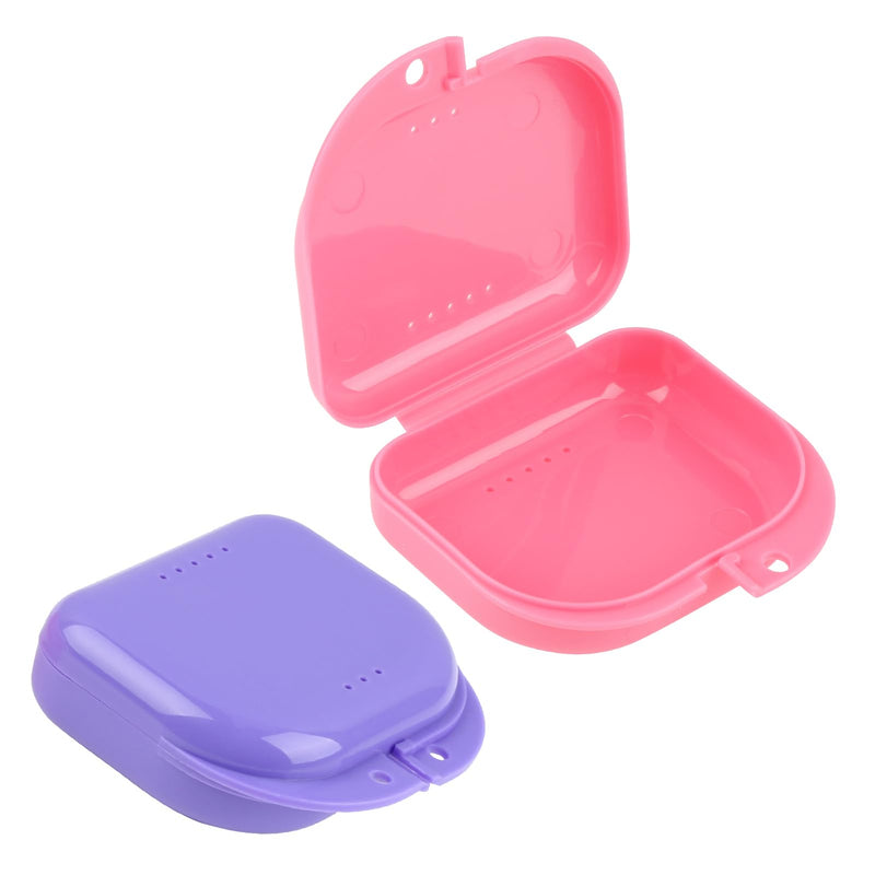 [Australia] - Pack of 2 braces box, denture box, tooth splint box, grinding splint box, braces box, dento box, denture box, box for tooth splint, braces box (pink & purple). 