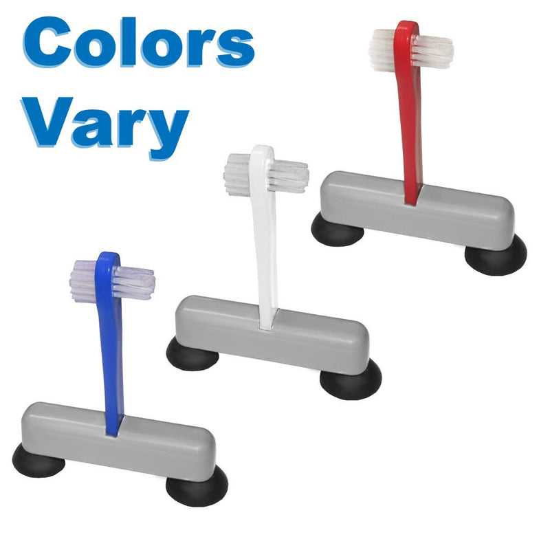 [Australia] - Rehabilitation Advantage Denture Scrub Brush & Suction Cup Holder,Red/Gray 1 Count (Pack of 1) 