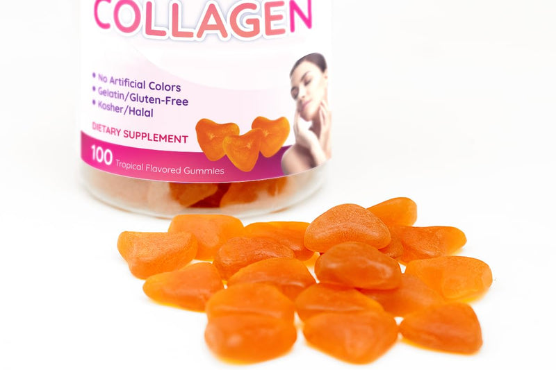 Collagen Gummies- Natural Marine Collagen for Women, and Men- Collagen Supplements for Skin Hair, Nails- Hydrolyzed Type 2 & 1 3- Replace Pills and Powders - No Gelatin, Kosher, Halal- 100 Ct.