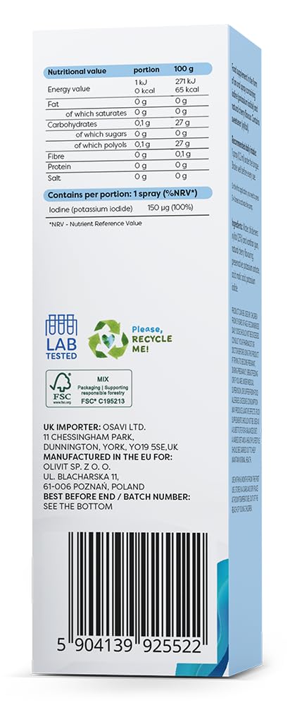 Osavi Iodine Oral Spray, 150mcg (Cherry) - 25 ml.