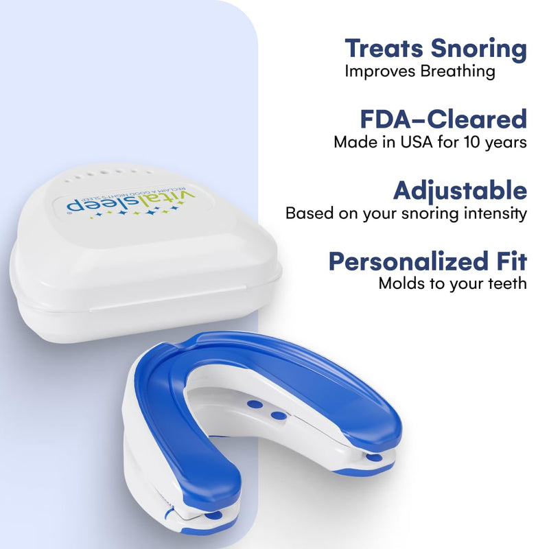 [Australia] - VitalSleep Men's Anti Snoring Mouth Guard, Adjustable Snoring Device, Custom Anti Snore Device with Blackout Sleep Mask, Snore Mouthpiece for Better Sleep, USA Made, 1 Year Warranty 
