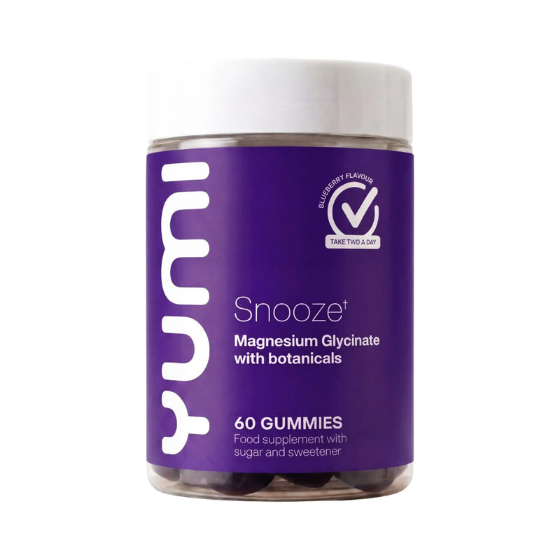 Snooze Magnesium Glycinate Gummies for Sleep Support & Relaxation with Lemon Balm & Chamomile, Supports Nervous System & Muscle Function, Blueberry Flavour, 60 Vegan Gummies