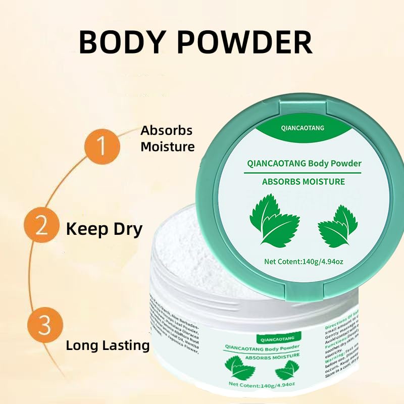 Pure & Natural Corn Starch Body Powder with Aloe & Lavender | Talc-Free, Soothing & Absorbing Body Powder for Adults | 24H Moisture Protection (4.94oz)