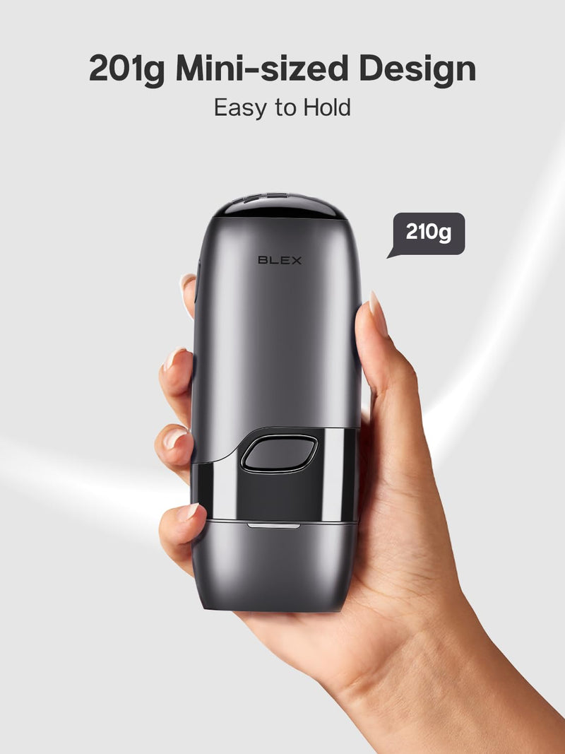 [Australia] - Blex Mini Laser Hair Removal for Women and Men, IPL Laser Hair Removal Device, 201g Mini-Sized Design, 2 in 1 with Skin Rejuvenation, Painless at-Home Hair Remover, Black 