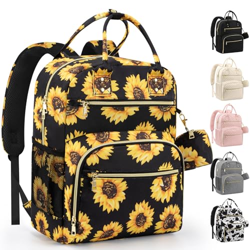 Pritent Travel Duffle Bag for Women + Diaper Bag Backpack (Sunflower)