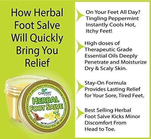 [Australia] - Creation Farm Foot Salve Herbal Balm Cream - Balsamo pomada crema herba de Los pies featuring Peppermint, Tea Tree plus 10 botanicals 4 Ounce (Pack of 1) 