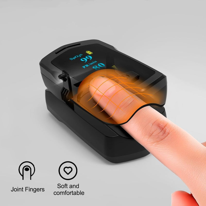 oxygen saturation oximeter - FINGERTIP OXIMETER Pulse Oximeter Fingertip Rechargeable Blood Oxygen for Adults and Children Black