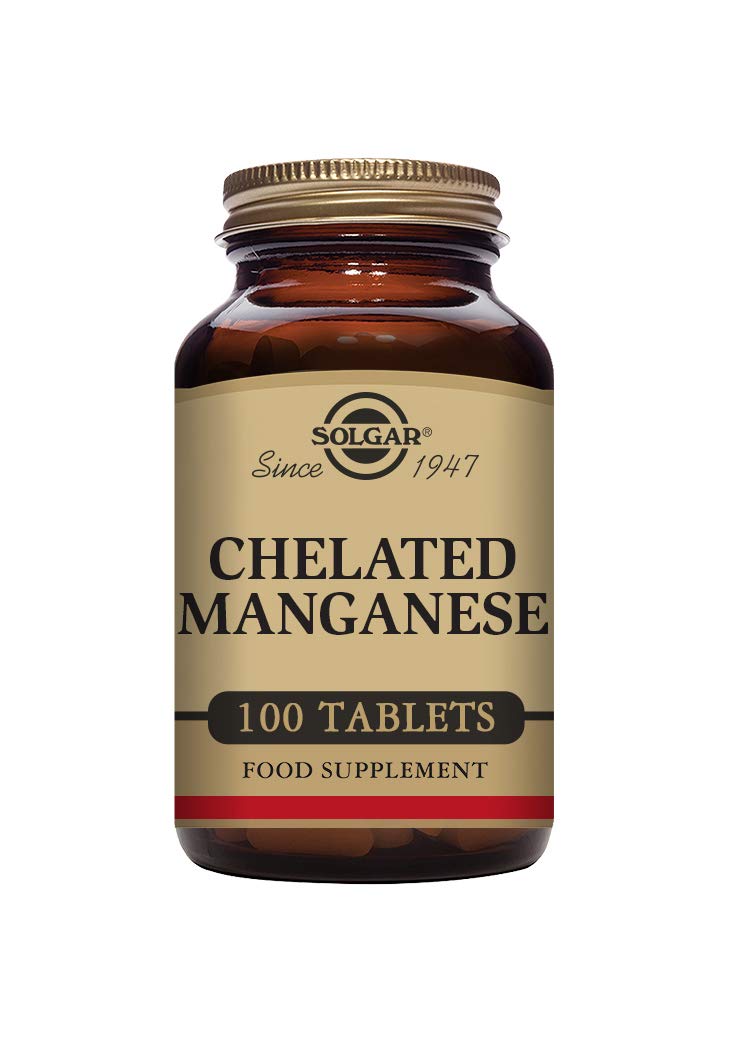 Solgar Chelated Manganese, 100 Tablets - Supports Bone, Joint & Nerve Health - Highly Absorbable - Non-GMO, Vegan, Gluten Free, Dairy Free, Kosher - 100 Servings 1