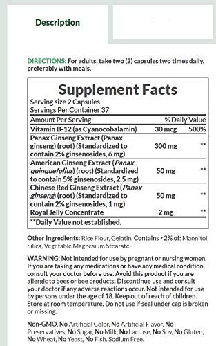 [Australia] - Nature's Bounty Ginseng Complex Herbal Health Capsules 75 ea (Pack of 2) 