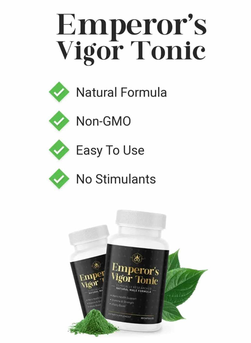 Emperor’s Vigor Tonic Male Enhancement - 60 Capsules - Natural Formula - 1 Month Supply - Supplement Heaven