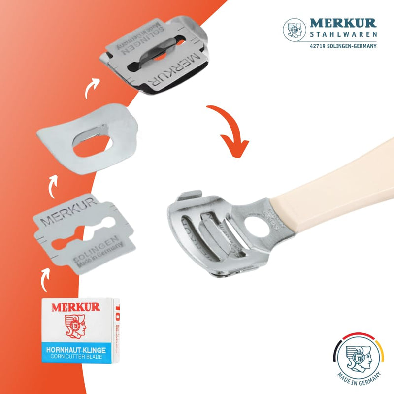 [Australia] - MERKUR Corn Callus Razor 923 With 10-Pack Callus Blades | Steel PA | Made in Germany 