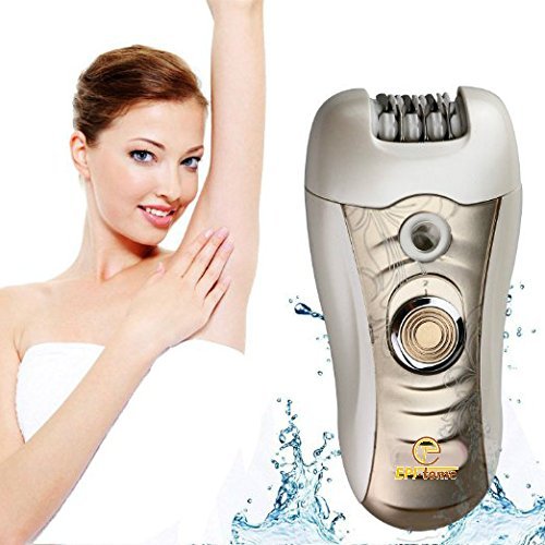 [Australia] - Epitome 3 in 1 Lady Wet or Dry Rechargeable Hair Removal Kit (Trimmer, Epilator, Callus Remover) with 2 Mode Power Switch, LED Hair Shaver for Arm, Underarm & Legs (Gold) 