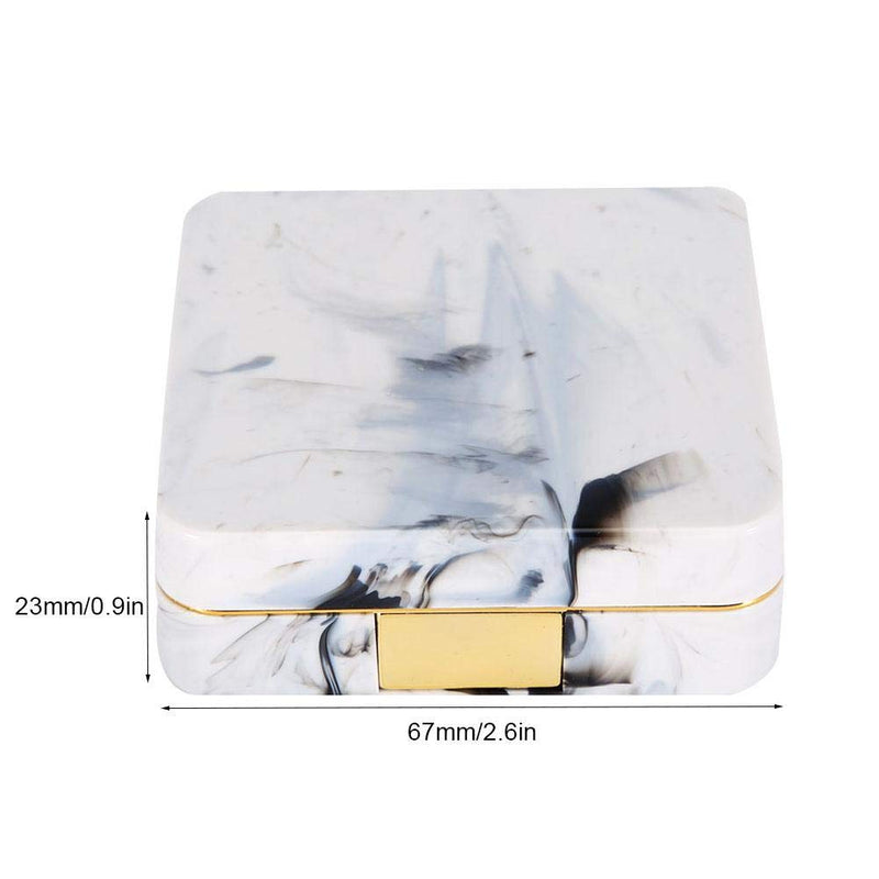 [Australia] - Wifehelper Contact Lens Case, Mini Stylish Simple Contact Lens Travel Case Movable Marble Surface Mirror Square Soaking Contact Lens Case (Golden) 