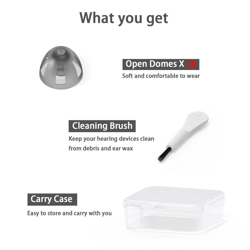 [Australia] - Resound Compatible Hearing Aid Domes Open Smokey Ear Tips Replacement 8mm (Medium 20pcs Pack) Medium 20pcs Pack 